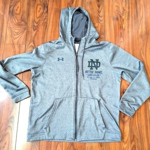 Men's Large Under Armour Charcoal Notre Dame Fighting Irish Logo Fleece Full Zip
